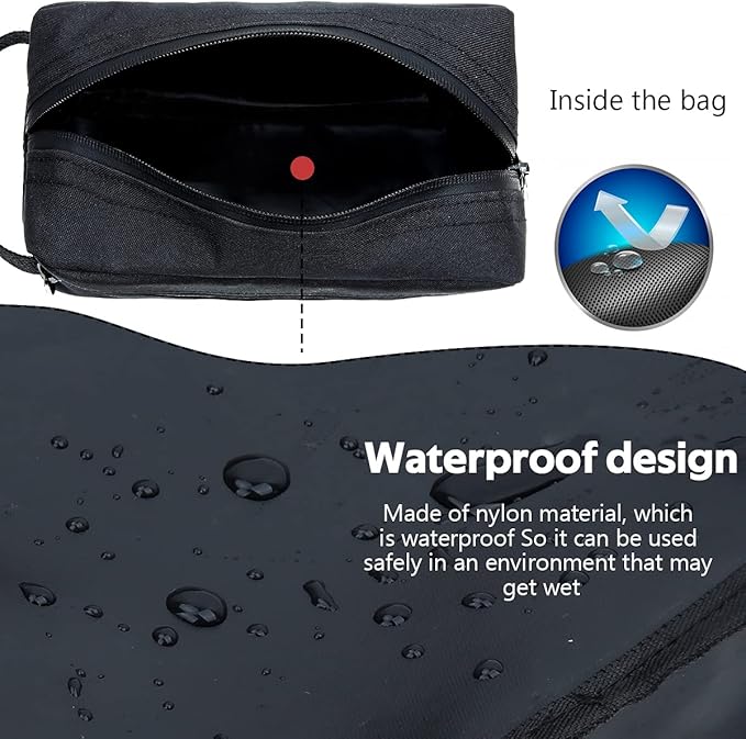 FUNSEED Travel Toiletry Bag for Women and Men, Shaving Bag for Toiletries Accessories, Foldable Storage Bags with Handle for Cosmetics Brushes Tools, Black