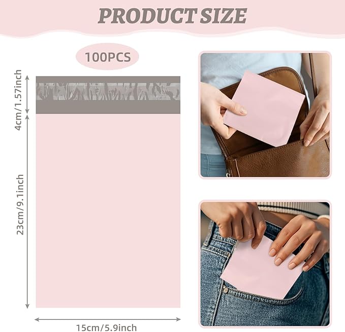 100Pcs Light Pink Sanitary Napkin Disposal Bags, Feminine Self-Sealing Hygiene Disposal Bags for Tampons, Pads and Liners, Personal Care Sanitary Bag for Women Privacy Handling