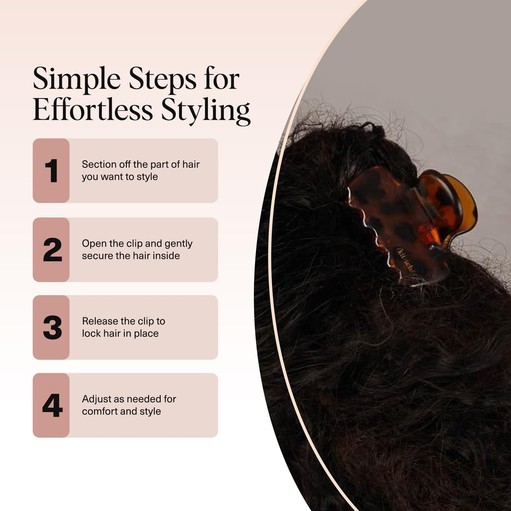 Kitsch Medium Claw Clips for Women - Strong Hold & Stylish Glossy Puffy Design Hair Accessories | Half-Up or Full Updos - 2pc Set, Black & Tort