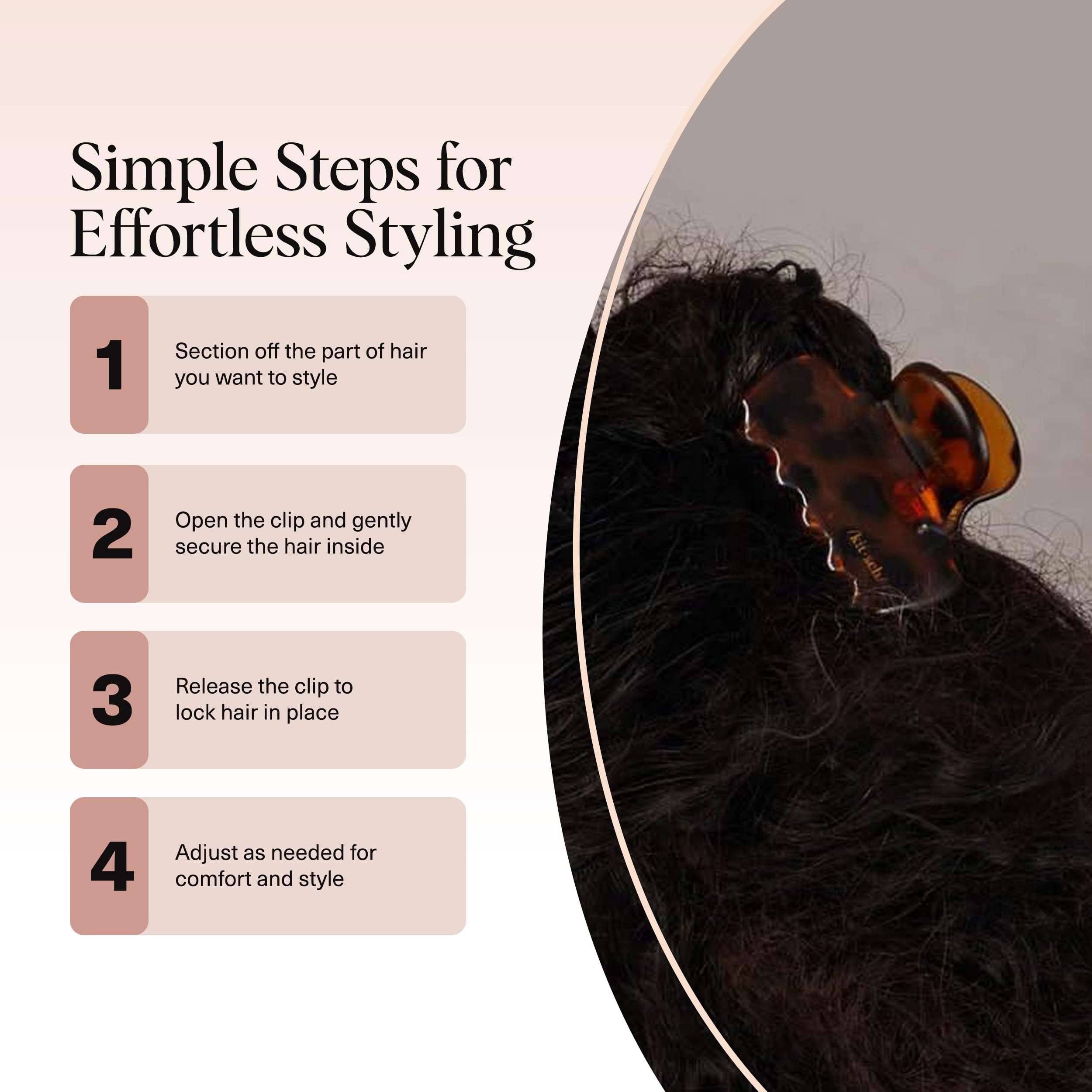 Kitsch Medium Claw Clips for Women - Strong Hold & Stylish Glossy Puffy Design Hair Accessories | Half-Up or Full Updos - 2pc Set, Black & Tort