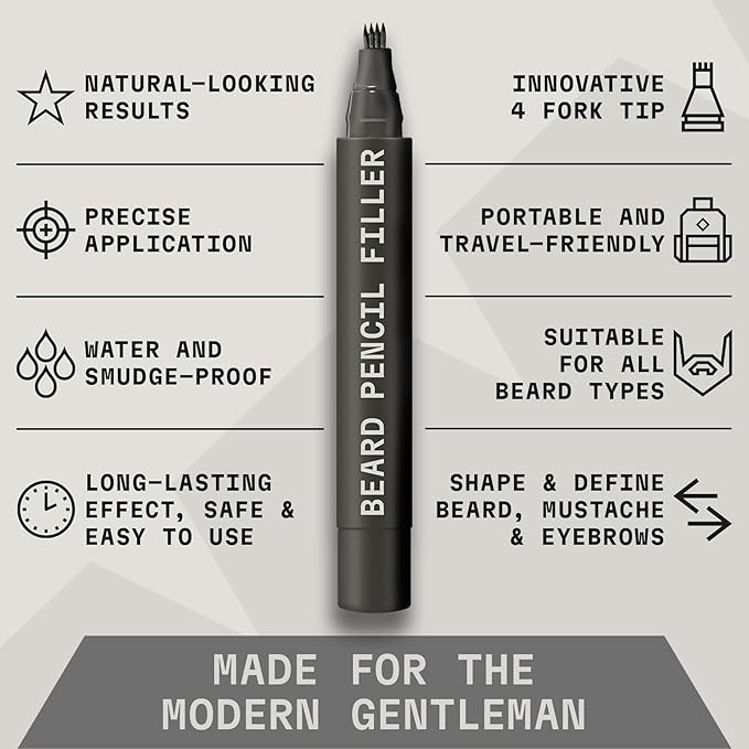 Striking Viking Beard Pencil & Bristle Brush for Men - Medium Black, 2 Pack