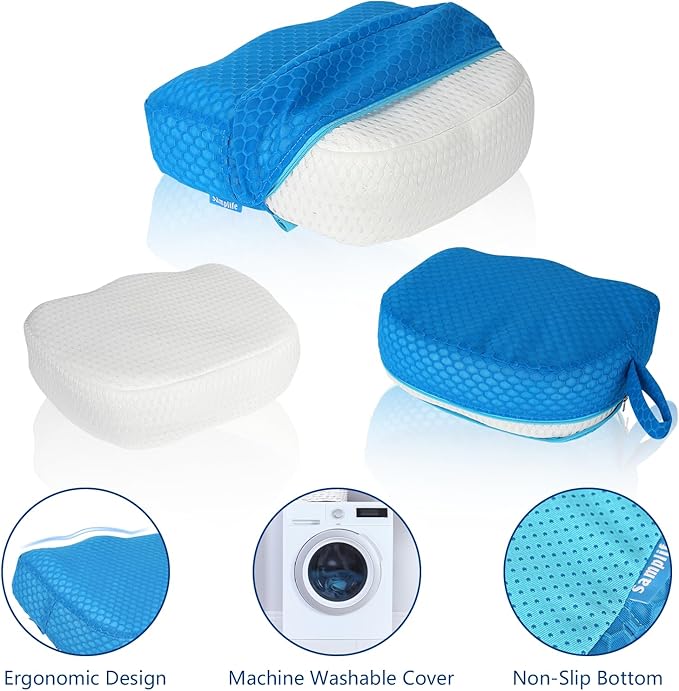Hot Tub Booster Seat, Weighted SPA Booster Seat Cushion for Adults, 3D Air Mesh Hot Tub Seat Accssories with Non-Slip Micro Dot Bottom,Indoor or Outdoor Quick Dry Hot Tub Pillow (2 Pack-Blue)