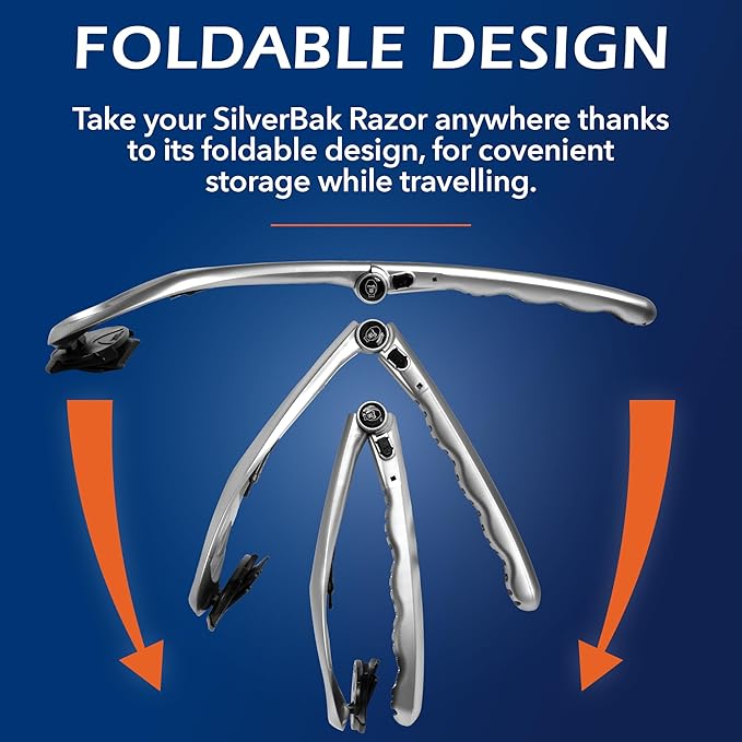 Bakblade 2.0 SilverBak Back Shavers for Men: DIY Hair Shaver, Safety Blade Technology & Ergonomic Handle, Wet & Dry Shaving (Extra Blades Included)