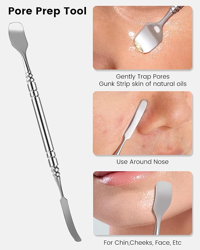 Pimple Popper Tool Kit - Boxoyx 6 Pcs Pore Prep Blackhead Remover Comedone Extractor Kit with Box for Quick and Easy Removal of Pimples, Blackheads, Zit Removing, for ehead,Facial and Nose (Silver)