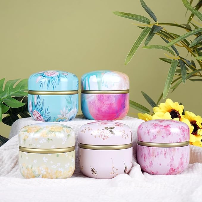 SHIMIDO Body Powder Puff and Container, 3.15" Portable Empty Body Powder Container for Baby Women's Loose Dusting Powder, Powder Case Box with Lids for Bath, Travel and Home Use (Big Flower)