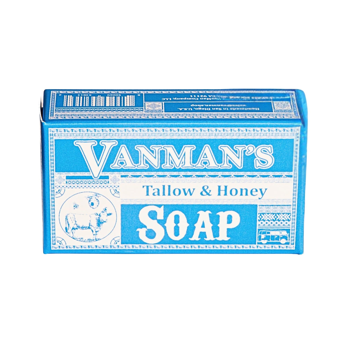 VanMan Tallow & Pine Tar Soap Bar – Grass-Fed Beef Tallow with Organic Oatmeal, Charcoal & Essential Oils – Exfoliating Face & Body Soap, 3.8oz - 1 Pack