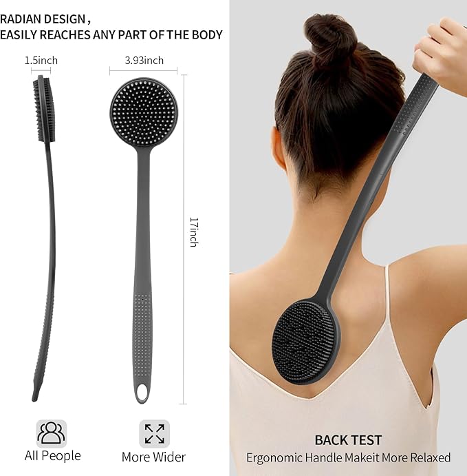 Back Scratcher, 2Pack Gifts for Men Back Scratcher ， 2025 New with 2 Silicone Scratch Surface, Deep Back Scrubber for Men/Women, Long Handle Backscratchers for Adults