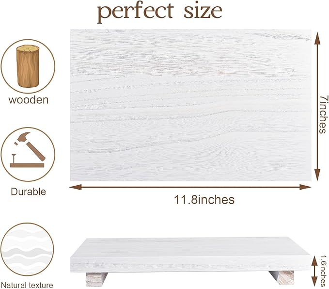 Wood Bathroom Tray Farmhouse Decor Kitchen Soap Holder, 11.8"x7" White