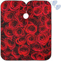 Visesunny Barber Cape - Red Rose Close Texture Polyester Hair Cutting Salon Apron Anti-Static Haircut Water-Resistant Shaving Cloth Beard Shaving Bib