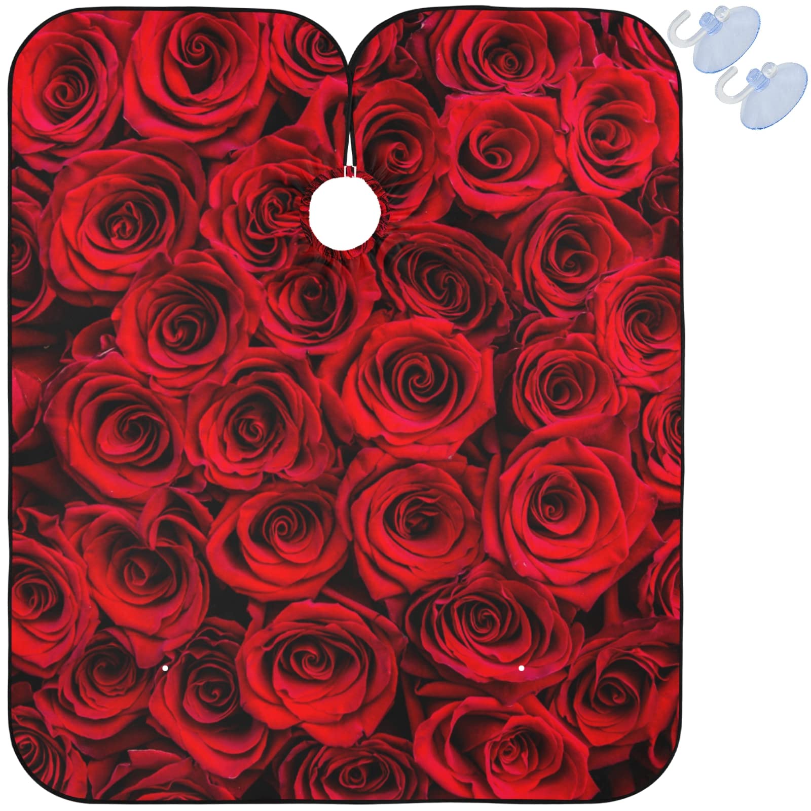 Visesunny Barber Cape - Red Rose Close Texture Polyester Hair Cutting Salon Apron Anti-Static Haircut Water-Resistant Shaving Cloth Beard Shaving Bib