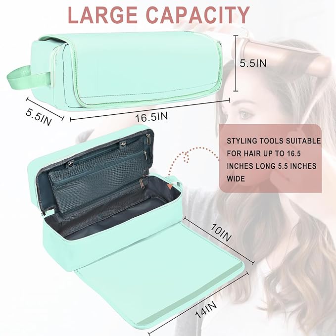 FAMOPLAY Hair Tools Travel Bag with Heat Resistant Mat Hair Styling Accessories Storage Case for Hair Dryer Flat Iron Straightener Curling Iron Haircare Accessories Travel Essentials for Women