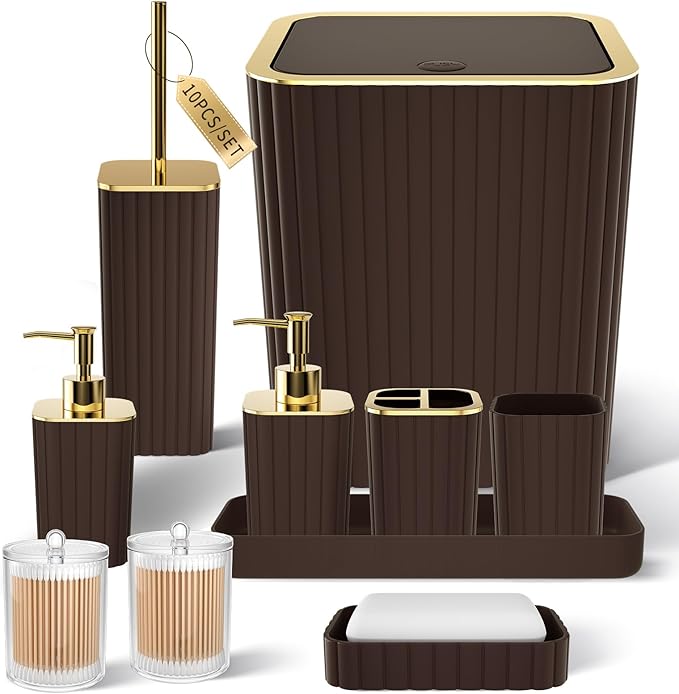 XLHOMO Bathroom Accessory Set - 25PC Green Bathroom Sets, Bathroom Set with Shower Curtain and Rugs, Dark Green Shower Curtain Set, Trash Can, Qtip Holder & Soap Dispenser