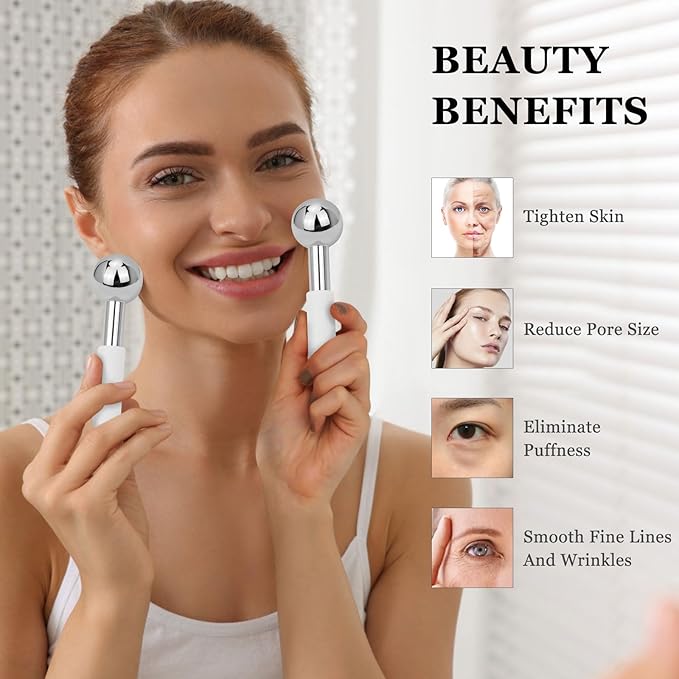 LazyGa Ice Globes for Face & Eyes - Unbreakless Stainless Steel Cryo Sticks Facial Massage Tools Cold Therapy Cooling Globes to Reduce Puffiness, Wrinkles, Dark Circles Spa & Esthetician Supplies