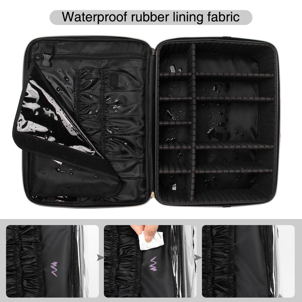 MONSTINA Extra Large Makeup Case 17 Inch Travel Makeup Train Case Professional Makeup Artist Case Nail Polish Organizer Storage Box with Two Adjustable Shoulder Strap