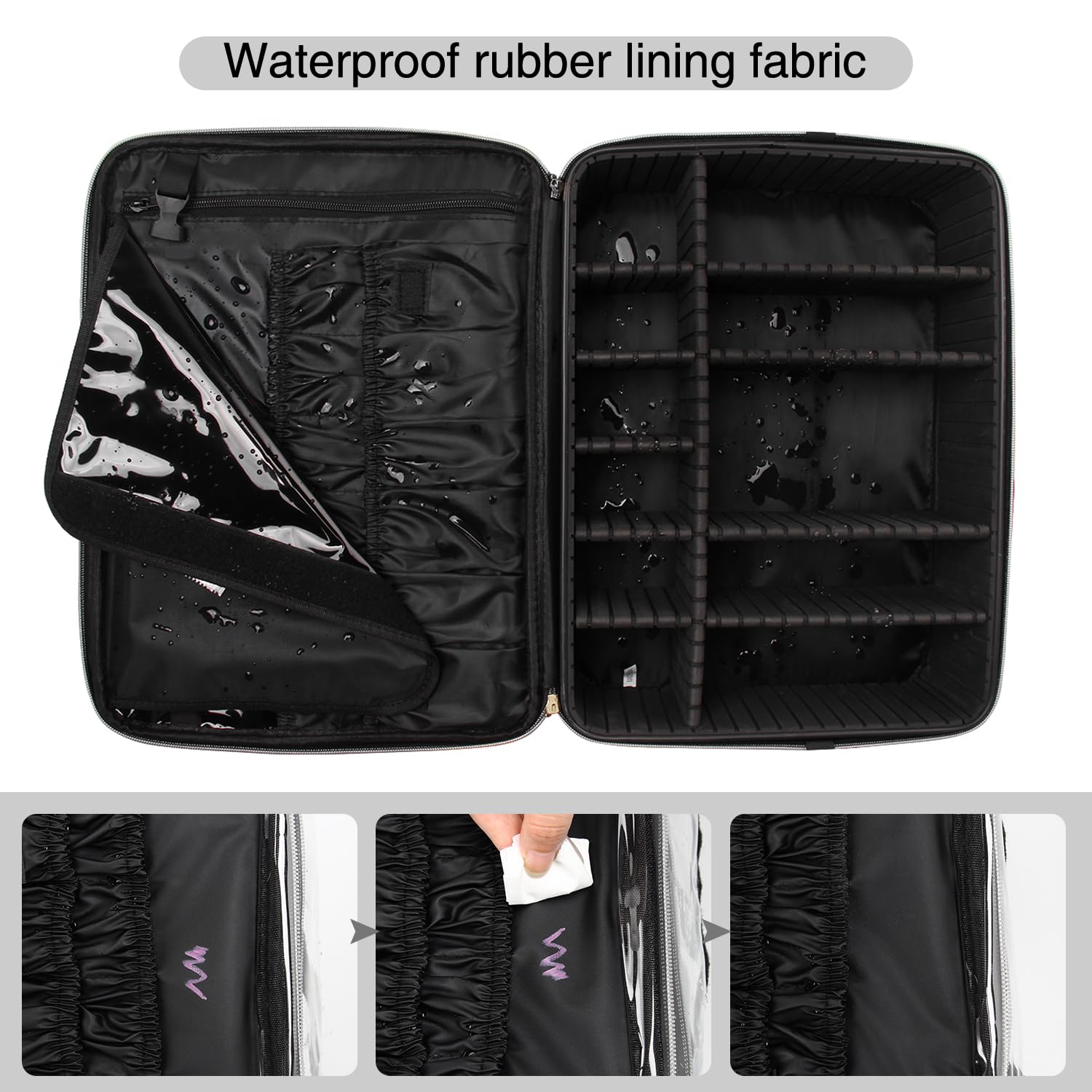 MONSTINA Extra Large Makeup Case 17 Inch Travel Makeup Train Case Professional Makeup Artist Case Nail Polish Organizer Storage Box with Two Adjustable Shoulder Strap