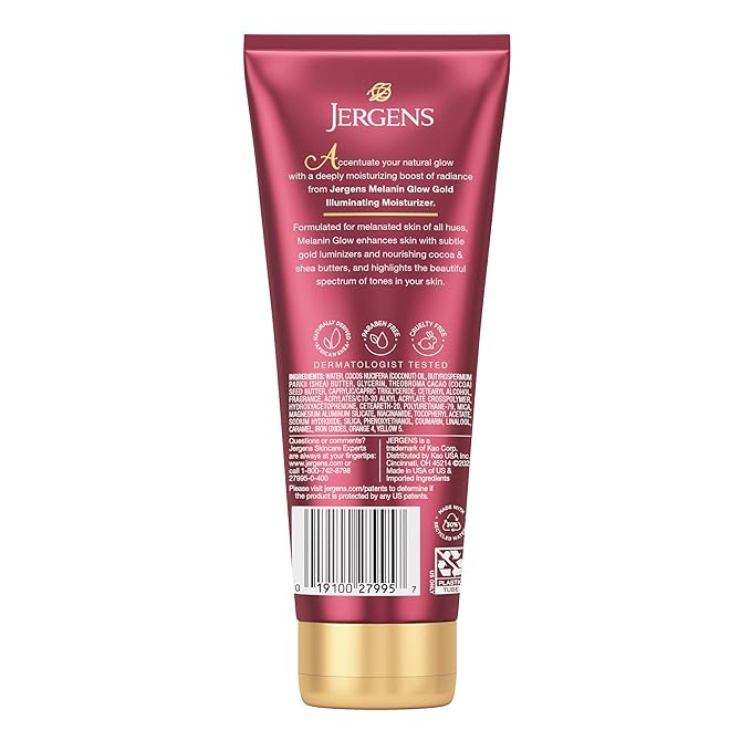 Jergens Melanin Glow Illuminating Moisturizer, Gold, 7 fl oz