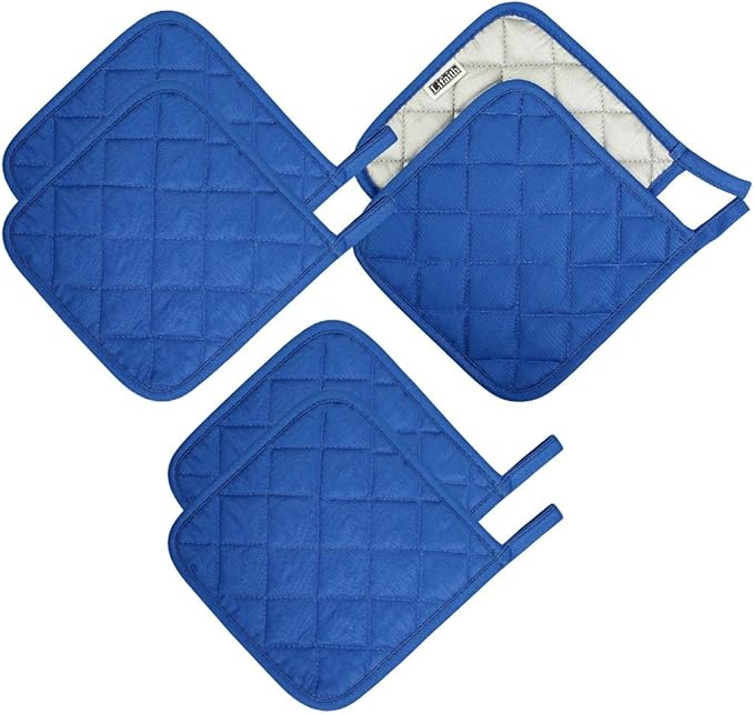 Lifaith 6 Pack Potholders Kitchen Pot Holders Set,Cotton Pot Holders for Kitchen 7 inch hot Pads,Heat Resistant Hot Pads for Cooking and Baking Dark Blue