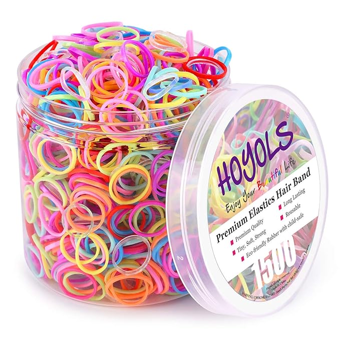 HOYOLS Small Elastics Mini Hair Ties Rubber Bands for Hair Ponytail Holders for Girl (Multicolor) TPU 1500 Pcs