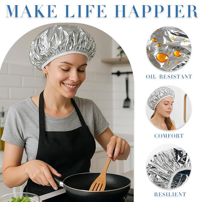 Brvlsoc Reusable Aluminum Foil Heat Cap – Deep Conditioning Processing Cap with Elastic Band, Hair Treatment & Coloring Cap for Salon, Sauna & Home