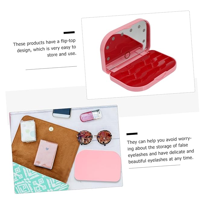 OSOLADY Led Eyelash Storage Box Portable Lash Holder Light Eyelash Case for Travel