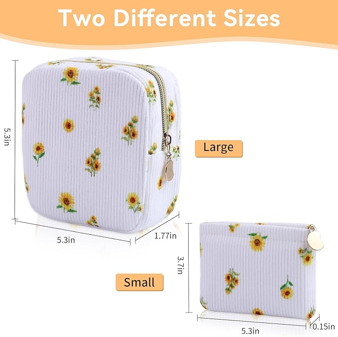 2-Pack Period Bag for Women Girls, Portable Corduroy Sanitary Napkin Storage Bag Period Pouch Small Discreet Menstrual Pouch, Sanitary Pads Bag Period Kits Tampons Holder for First Period