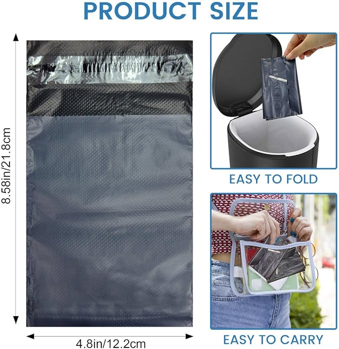 Sanitary Napkin Disposal Bags, Feminine Personal Disposal Bags, 500 pcs Grey, Opaque, Disposable, Self Seal for Tampons, Sanitary Disposal, Pads, Liners