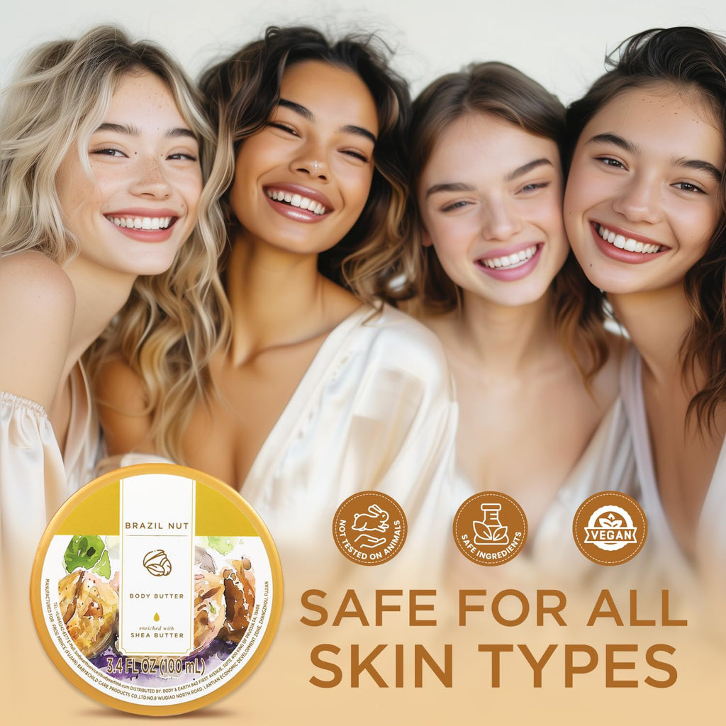 Princess Belle Brazil Nut Body Butter, Brazilian Body Butter Cream, Body Moisturizer for Dry Skin, Natural Shea Butter for Body Care, Deep Moisturizing and Softening-200ml(6.8 floz)