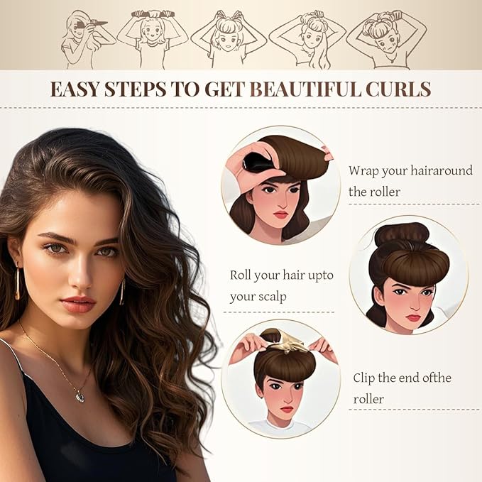 Heatless Hair Curler Heatless Curls Overnight Heatless Blowout with Luxury Cloth Bag satin Scarf, Curling Rod Headband to Sleep in No Heat Curling