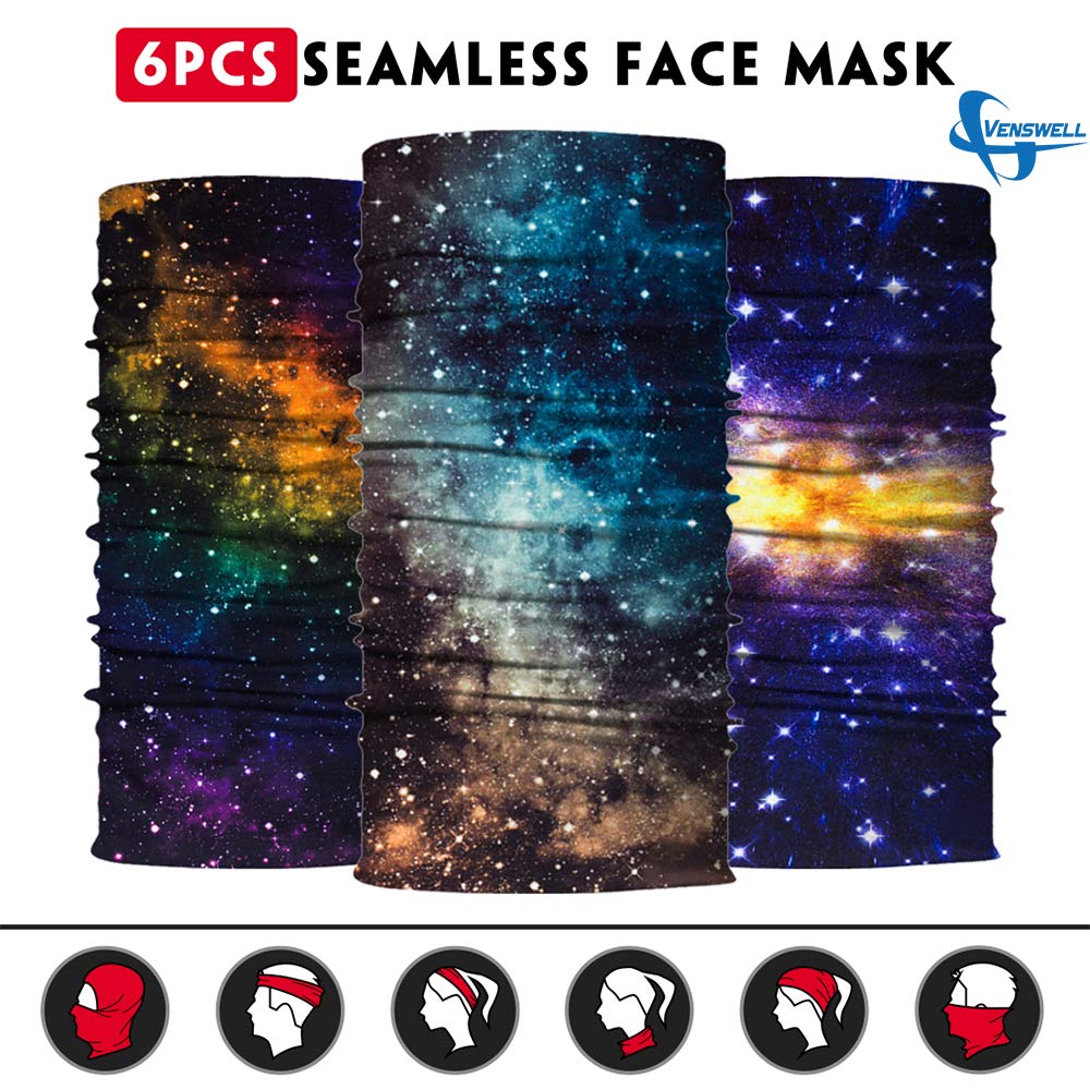 Neck Gaiter Mask, Sun Mask, Rave Bandana Face Mask, Seamless Face Scarf, Headband for Men Women (A-Bling Star)