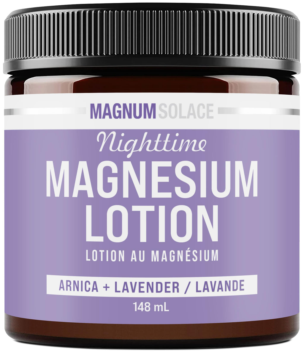 Magnum Solace Nighttime Magnesium Lotion with Arnica – Highly Concentrated Magnesium for Muscles & Joints – Apply to Legs or Feet Before Bed – Skin-Friendly