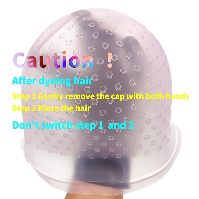 Losaria Highlighting Cap with Holes already in Silicone Reusable Highlighting Cap Hair Dye Cap with Holes Tipping Caps Hair Salon Hairdressing Highlight Cap and Hook Kit (Purple)
