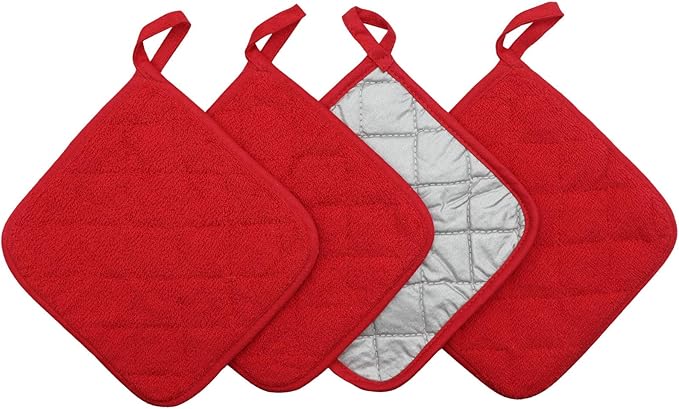 GQZLUCK Cotton Pot Holders, Hot Pads for Kitchen,Set of 4, Red