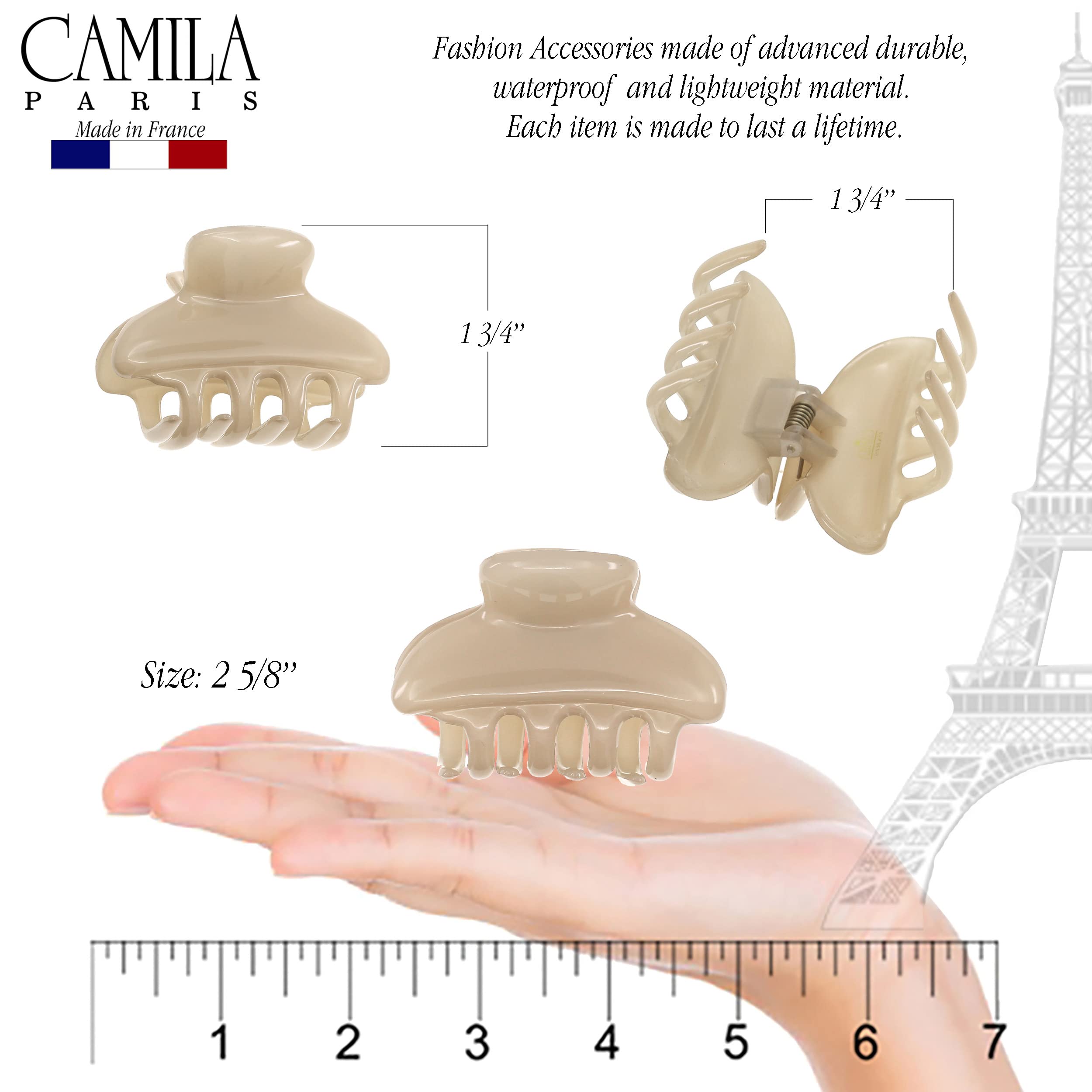 Camila Paris CP3551 French Small Hair Clips for Women, 2.5" Small Claw Clip Fashion Styling Mini Hair Clip Accessories for Women, Strong Hold No Slip Grip Cute Claw Clips, Made in France