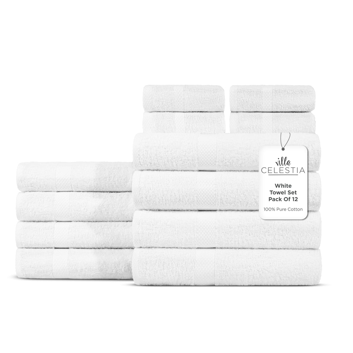 Villa Celestia Cotton Hand Towels Set of 4, 16 x 28, Oeko-TEX Certified, Quick Dry, Sage