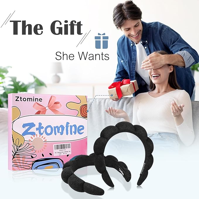 Ztomine Spa Headbands for Washing Face or Facial, Set of 2 Skincare, Terry Cloth Headband Combo Pack - Puffy Makeup Headbands for Face Washing, Mask, Skin Treatment