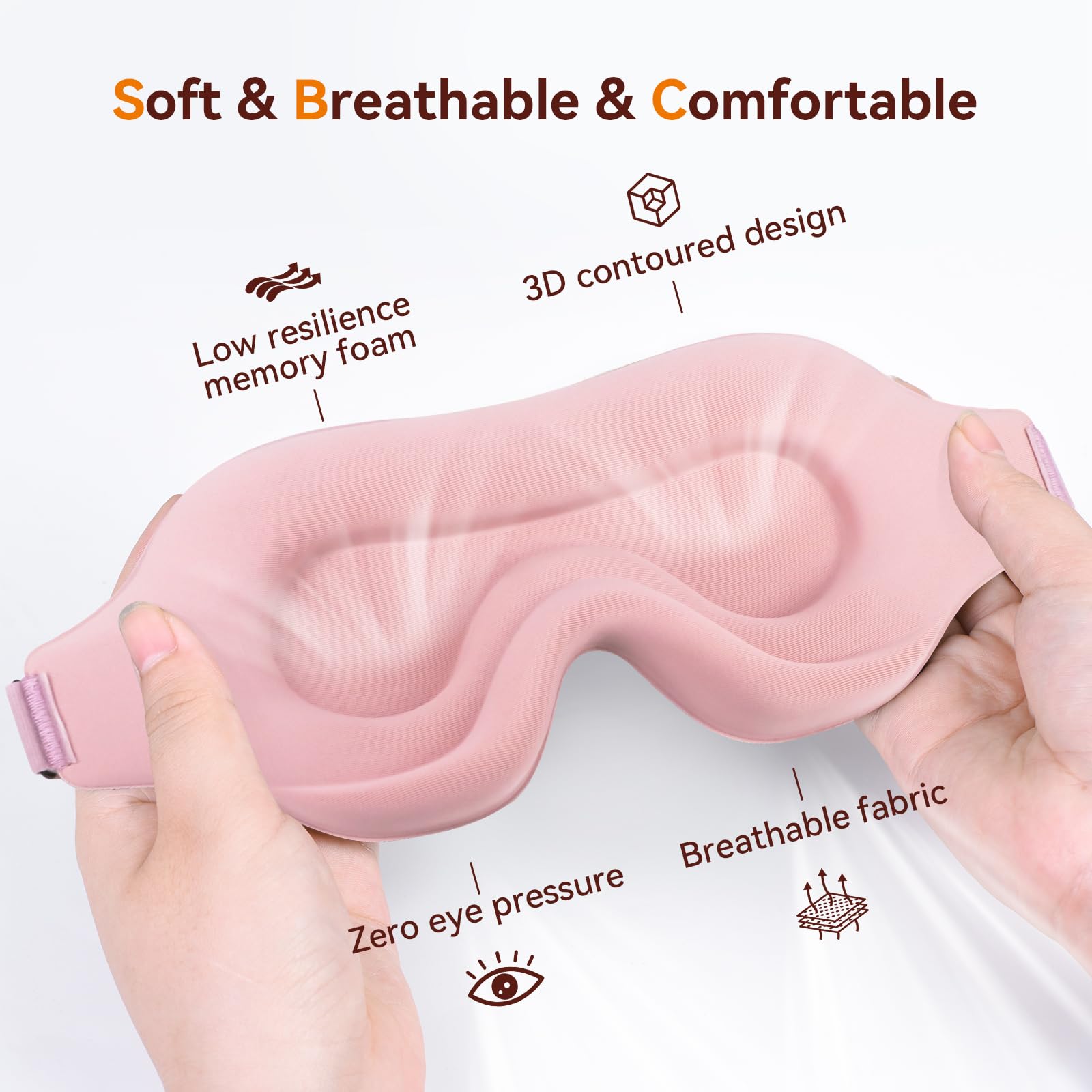 Sleep Mask, EVA BELLE Eye Mask for Men Women, Zero Pressure 3D Sleeping Mask, Cool Super Smooth Light Blocking Soft Eye Shade Cover Memory Foam, Lightweight for Home Travel Use