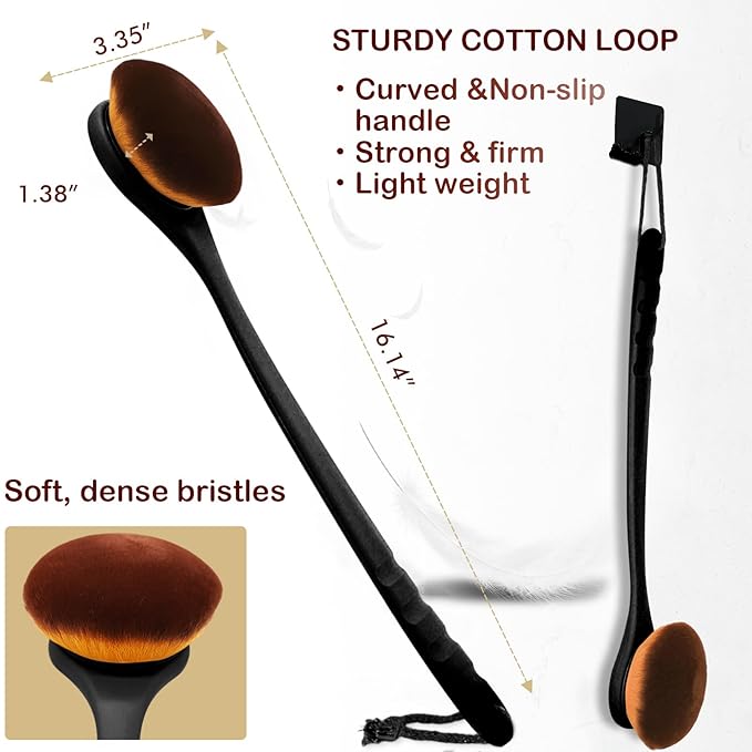 Lotion Applicator For Back, Feet, Long Handle Curved, Back Sunscreen Applicator for Kids, Women, Ultra Soft Bristles for Ultimate Comfy, Apply Cream Moisturizer, Self Tanner, Black