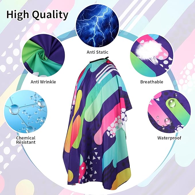 YELEGI Professional Hair Cutting Cape(2Pcs), Salon Barber Cape with Adjustable Snap Closure, Waterproof Hair Dye Color Cape Hair dressing stylist apron (Colorful)