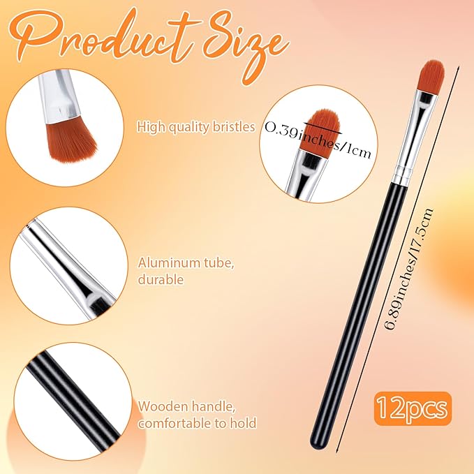 YBEATY 6 Pcs Eye Shadow Primer Applicator Brush for Blending Flat Round Small Concealer Makeup Concealer Brush Professional Eyeshadow Tools for Applying Cream Liquid Shadows and Eye Primer Base