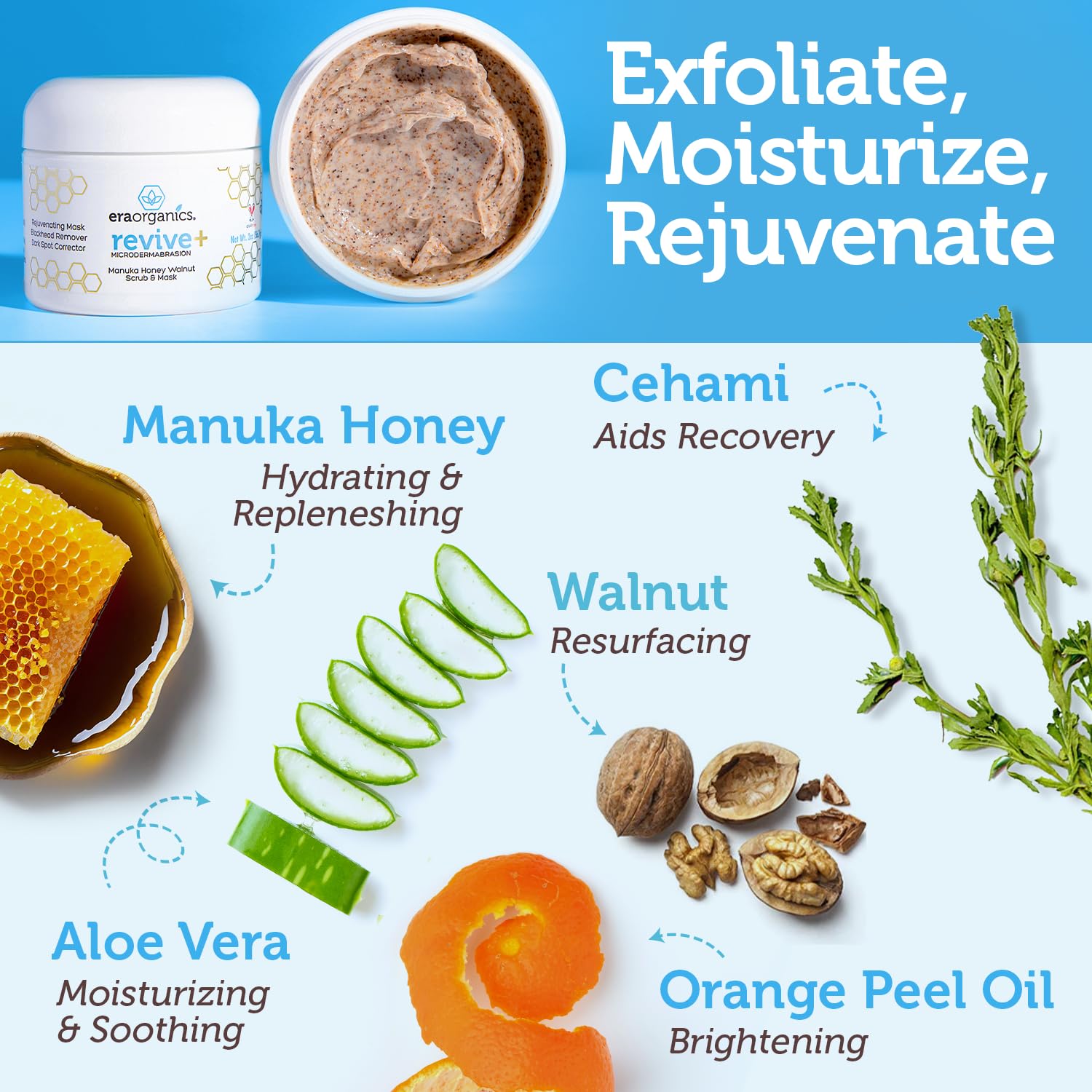 Manuka Honey Exfoliating Facial Scrub - Microdermabrasion Face Exfoliant