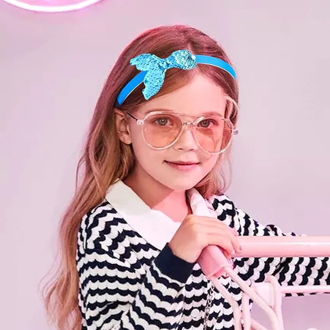 6 Pack Girls Headbands Glitter Kids Hair Accessories Bow/Heart/Star Shaped Sweet Hairband For Toddler/Girls/Teens