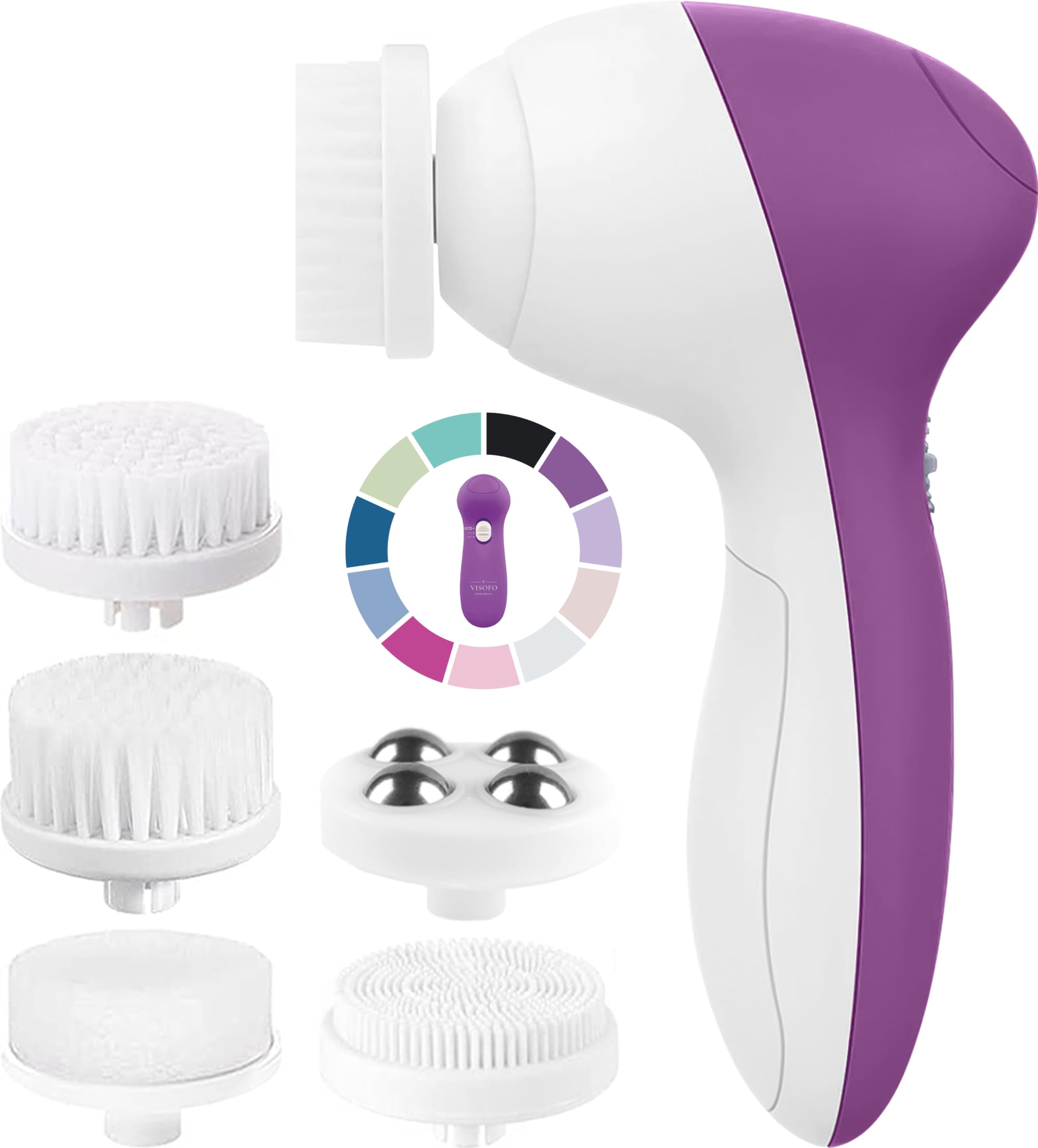 VISOFO Facial Cleansing Brush Face Scrubber Exfoliating Cleaning Skin Care Cleanser Wash Women Girls Electric Beauty Powered Exfoliator Skincare Spin Tools Scrub Washer Self Care (Lilac Amethyst)