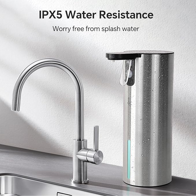 LAOPAO Electric Dish Soap Dispenser for Kitchen, Rechargeable Touch Liquid Hand Soap Dispenser for Bathroom, Stainless Steel Soap Pump, Water-Resistant,11.8oz, Xmas Gift