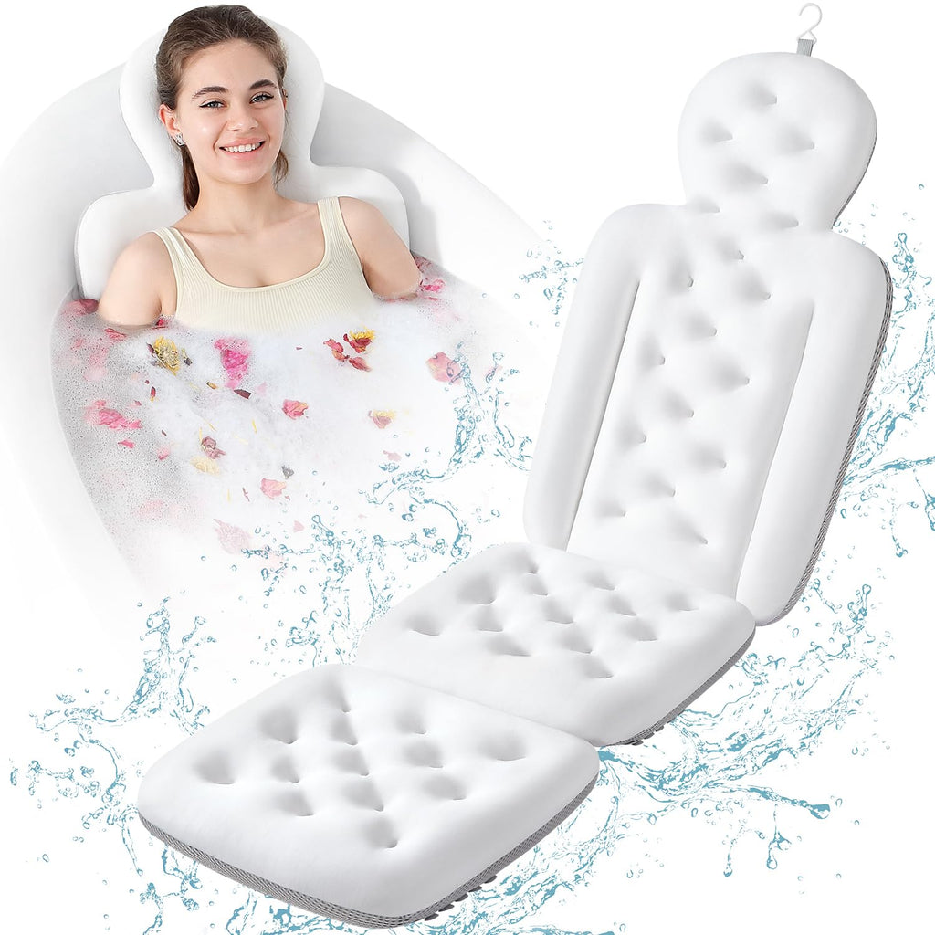 Full Body Bath Pillow for Tub, Bathtub Cushion with 160 Suction Cups