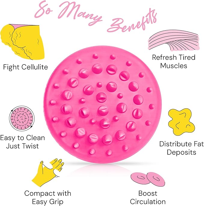 Scala Cellulite Massager Silicone, Bath Scrubber for Smoother Skin Pink