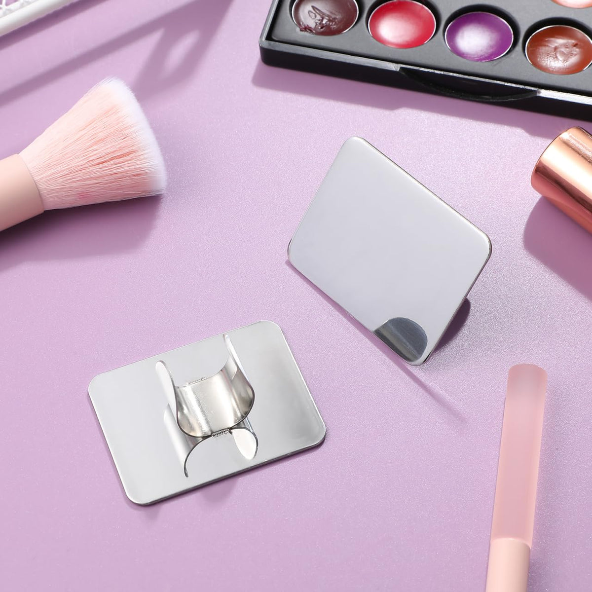 2PCS Nail Art Palette Stainless Steel Makeup Mixing Palette Ring Nail DIY Art Design Paint Color Mixing Metal Tool