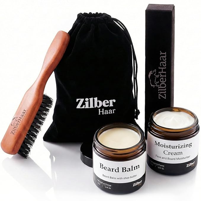 ZilberHaar Regular Beard Brush - Soft Boar Bristles - Beard grooming brush for men - Straightens and Promotes beard growth - Works with Beard Oils and Balms - Essential for beard care kits