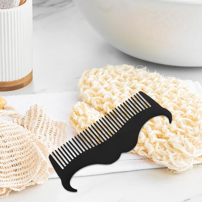 Men Beard Stencil Comb and Stainless Steel Beard Styling Tool Set with Mustache Brush for Men’s Grooming and Travel Portable Black Opp Pocket Case