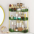 SUNZOS 3-Tier Corner Bathroom Counter Organizer, Bathroom Organizer Countertop with Makeup Brush Holder, Vanity Makeup Cosmetic Storage, Corner Storage Organizers for Dresser