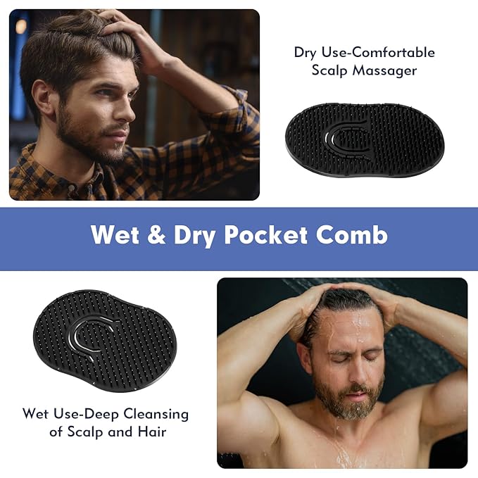 12Pcs Pocket Combs for Men, Soft Portable Hand Comb, Shampoo Scalp Beard Combs Massage Pocket Comb for Men